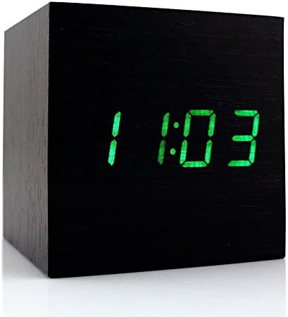 LianaUS Ultra Modern Wooden LED Clock Square Cube Digital Alarm Thermometer Timer Calendar