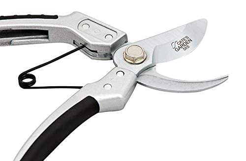 Cate's Garden Bypass Pruning Shears 8” Premium Hand Pruner - Heavy Duty SK5 High Carbon Blades – Ergonomic Angled Design for Pain-Free Cutting
