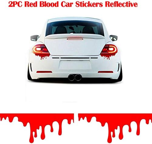 Aobiny Car Stickers,2PC Universal Red Blood Car Stickers Reflective Car Decals Light Bumper Body Sticker Decal Adhesive Sticker Car Styling (Red)