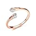 DIFINES Gold Plated Double 0.25ct CZ Tension-mount Adjustable Wedding Band Open Engagement Rings, Gift for Woman/Girl Love, Thanks, Christmas, New Year
