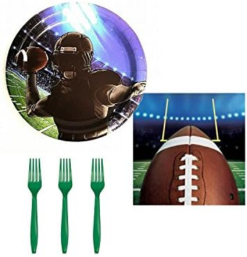 Super Bowl Football Winning Pass Dessert/ Appetizer/ Cocktail/ Snack Set for 16 Guests - Includes Plates, Napkins, Forks