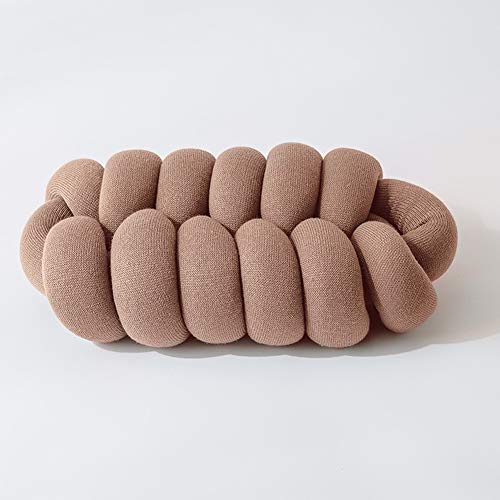 PinShang Soft Solid Color Knotted Throw Pillow with Filler for Sofa Office Rest Leather Pink Large - Thumbnail 6