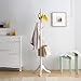 Vlush Free Standing Coat Rack, 8 Hooks Wooden Coat Hat Tree Coat Hanger Holder Enterway Hall Tree with Solid Rubber Wood Base for Coat, Hat, Clothes, Scarves, Handbags, Umbrella-White