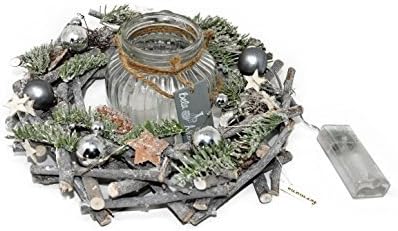 formano bollweg Door wreath table round, winter Christmas with LED, Perennial with wind light