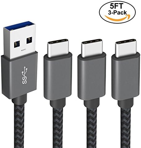 Gopala USB Type C Cable, Type C to USB 3.0 Fast Charging Cable (5ft, 3-Pack) Nylon Braided USB C Charger Cord for Samsung Galaxy S8 S8+ note8, LG G6 G5 V20, Nexus 5X/6P, OnePlus 2, Macbook and More