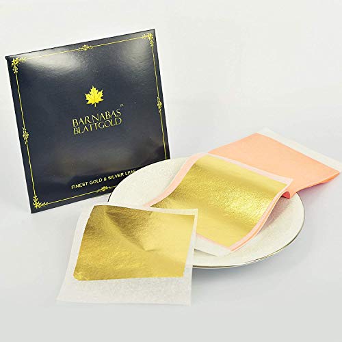 Edible Genuine Gold Leaf Sheets - by Barnabas Blattgold - 3.1 inches Booklet of 10 Sheets - Transfer Patent Leaf - Thumbnail 3