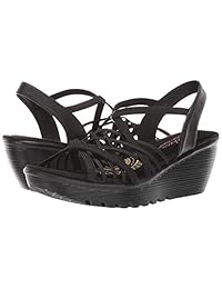 Skechers Sandalias de cuña cruzadas paralelas para mujer