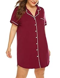 Camisa de dormir de manga corta para mujer con botones y botones, para novio, camisa de noche (16 W-24 W)