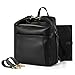 mommore PU Leather Diaper Bag Backpack Baby Nappy Bags with Changing Pad, Insulated Pockets, Black