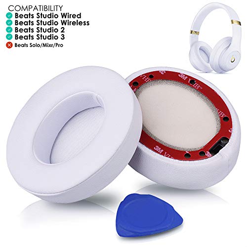 Professional Replacement Ear Pads Cushions, Earpads Compatible with Beats Studio 2.0 & 3 Wired/Wireless with Soft Protein Leather/Noise Isolation Memory Foam/Strong Adhesive Tape
