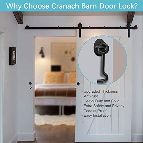 Barn Door Lock, 2 Pack 4" Barn Door Latch Lock, Anti-Corrosive Solid Stainless Steel Barn Door Hardware, Upgraded Heavy Duty Hook and Eye Latch, Best for Garage, Window, Shed (Black)