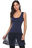 Meaneor Womens Plus Size Casual Basic Tank Top Lace Bottom Dress