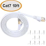Cat 7 Shielded Ethernet Cable(10GB) - Jadaol Fastest Cat7 Flat Ethernet Patch Cables - Internet Cable for Modem, Router, LAN, Computer,Switch - Compatible with Cat 5e, Cat 6 Network