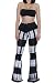 Pink Queen Women Sexy Tie Dye Print Bandeau Top Flared Bell Bottom Pants Outfits