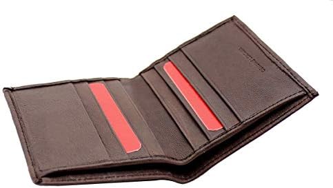 PELLET Slim Brown RFID Blocking Technology 8 Cards Slots Leather Card Holder for Men and Women