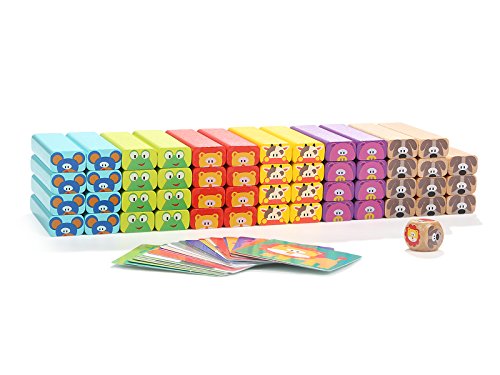 TOP BRIGHT Color Wooden Blocks Animal Stacking Game for Kids 51 pieces