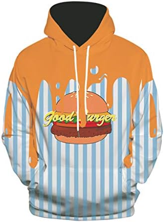 HEJANG Mens Unisex Tops Novelty Food 3D Printing Drawstring Hoodie Hooded Loose Long Sleeve Pullover Sweatshirt