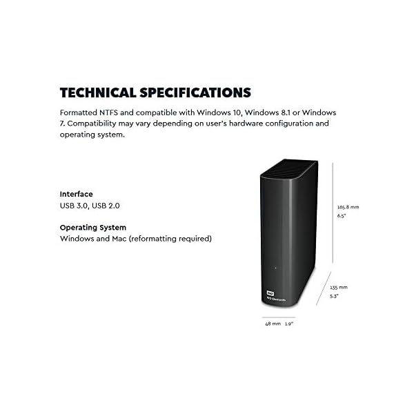 WD Elements Desktop-Speicher 6 TB (Desktop-Speicher USB 3.0-kompatibel, Zusatzspeicher für Fotos, Musik, Videos und alle anderen Dateien, stoßfest) Schwarz – Bild 7