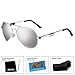 FEIDU Mens Polarized Aviator Sunglasses Metal Frame Unisex Sun Glasses FD9001 (Silver/Silver, 2.28)