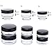 ZEJIA 3 Gram Sample Containers with Lids,75Pack Tiny Sample Jars with Labels, Mini Plastic Cosmetic Containers for Beauty Products, Lip Balms, Lotion, Powder (Black Lids)