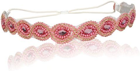 Pink Rhinestone Headband- Bridal, Wedding, Bohemian, Gatsby, Breast Cancer Awareness, Flower Girl