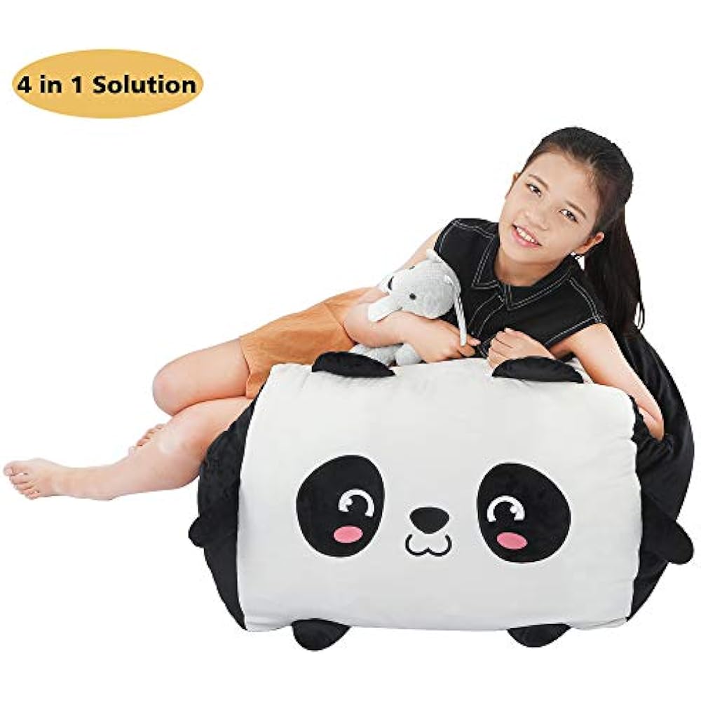 Panda Stuffed Animal Bean Bag Chair Cover Toy Storage Large Size 24x24