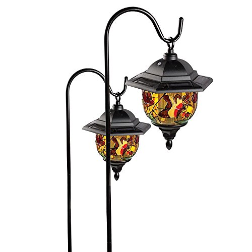 Pair of 2 Hanging Solar Powered Garden Lanterns Amazon.co.uk Garden