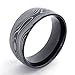 TEMEGO Jewelry Mens Stainless Steel Ring, Polished Finish Irregular patterns Band, Black