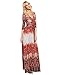 Milumia Women's Bohemian 3/4 Sleeve Faux Wrap Maxi Dress Orange L