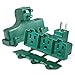 ClearMax 3 Outlet Heavy Duty Indoor Outdoor Power Splitter with Outlet Covers (Green - 2 Pack)