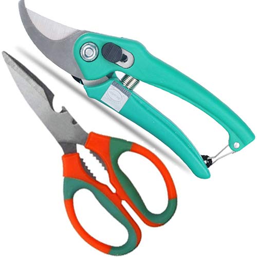 Antier Pruning Bypass Secateurs Flower Cutter Branch Trimmer Carbon Steel Blade with Lock and Multipurpose Kitchen Household and Garden Scissor