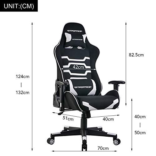 GTPOFFICE Gaming Chair Racing Style Office Ergonomic Conference Executive Manager Work Chair High Back Adjustable Swivel Computer Desk Task Chair Tilt E-Sports Chair (White)