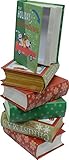 Gift Card Holder, pretty book box design with magnetic closure, assorted Christmas prints, pack of 6