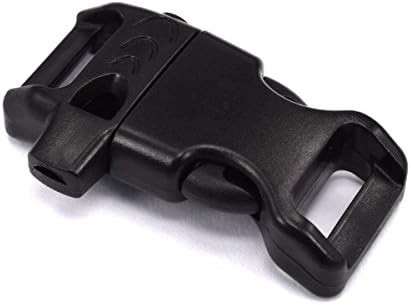 10pcs 5/8" Contoured Emergency Survival Whistle Buckle Plastic Black