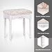 Vanity Stool Set,Make Up Table with 5 Drawers,Tri-Folding 3 Mirrors,Cushioned Stool Easy Assemble White