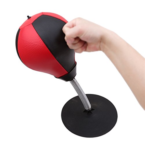 Rurah Desktop Speed Fitness Vertical Reaction Balls Vertical Suction Cups Speed Ball Fitness Sports Equipment Body Building Device,Black and red
