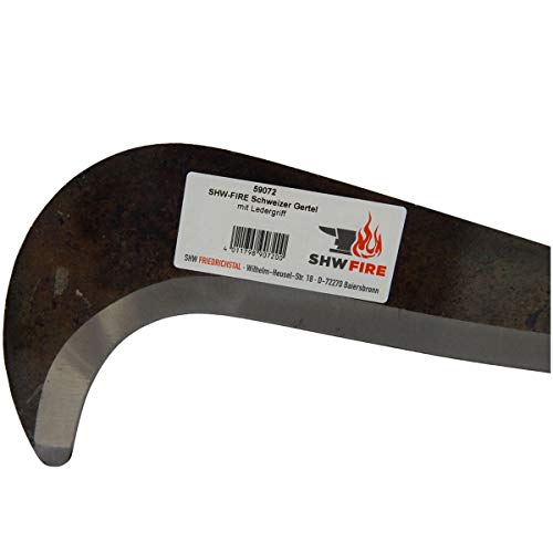 SHW-FIRE Schweizer Gertel Hippe Gertl Gartenmesser Stahl Ledergriff Handschutz 43cm – Bild 3