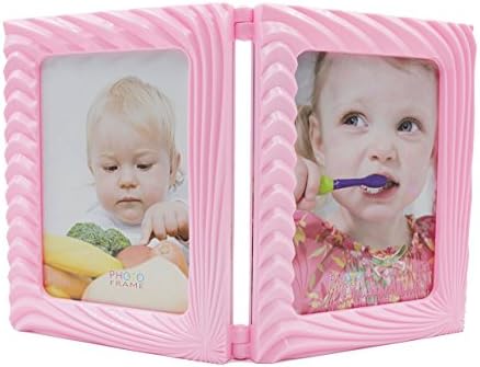 Hotlley LM7480 3D curve 7 inch picture frame Folding frame, Four sides Photo Frame (Pink)