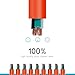 KMC 10ft Outdoor Extension Cord, 10-Foot 16/3 Weatherproof Indoor/Outdoor Extension Cable, Flexible SJTW 16-Gauge Pure Copper Wire, Durable Vinyl Jacket, UL/ETL Certified, 13A 1610W, Orange
