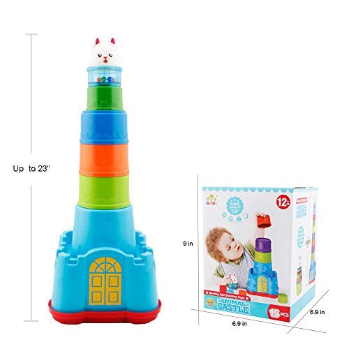 WISHTIME Baby Stacking Cups Bath Toy - Castle Stacking Sorting Nesting Bath Beach Toys Educational Development Toy for Baby Toddlers Kids 1 2 3 4-5 Year Old Girls Boys