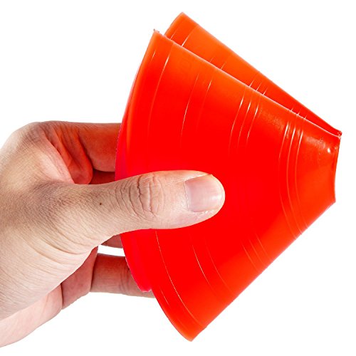 Reehut (Set of 25) Agility Disc Cone with FREE USER E-BOOK & Plastic Holder - Perfect For Soccer, Football & Any Ball Game To Mark - Disc Mini Training Cones - Field Markers - red - Thumbnail 3