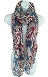 Jianyana Union Jack Scarf London Souvenir Gift Soft and Oversize Fashion Scarf (Navy)