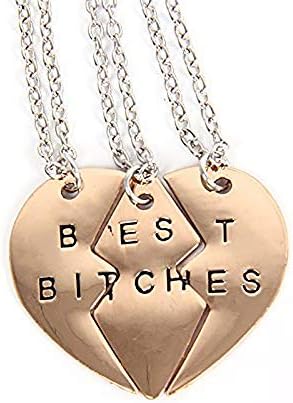 Ximei Best Friend Forever BFF Best Bitches Split Puzzle Heart Pendant Couple Necklace