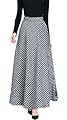 MU2M Women Wool Blend Flare Plaid A-Line Skirts High Waisted Long Skirt with Pockets