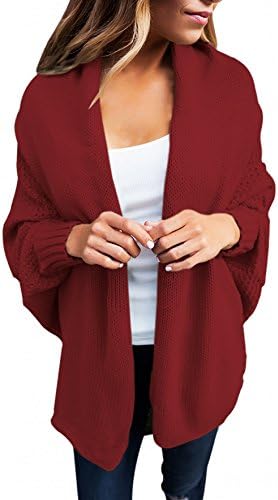 LOBiI78lu Women's Batwing Knitted Long Cardigan Sweater Coat Warm Jumper