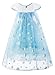 Padete Little Girls Anna Princess Dress Elsa Snow Party Queen Halloween Costume (7 Years, Blue Short Sleeve)
