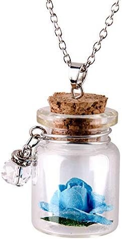 Glow in The Dark Flower Glass Tiny Wishing Bottle Vial Necklace Pendant Mitiy Chain Necklaces Romantic Gift
