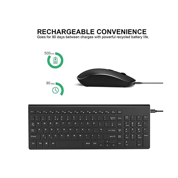 JOYACCESS-Wireless-Keyboard-Mouse-24G-Rechargeable-Slim-Keyboard-and-Mouse-with-Number-Pad-Ergonomic-Keyboard-for-Windows-PCSmart-TVLaptopApple-Mac-QWERTY-UK-Layout-Black Rechargeable Wireless Keyboard and Mouse, J JOYACCESS Full Size Ultra Thin Wireless Keyboard and Mouse, 2400 DPI Quiet…