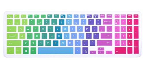 Colorful Dell Inspiron Keyboard Cover for 15.6" Dell Inspiron i5767, Dell Inspiron 15 i7559, Dell Inspiron 15 3000 5000 series, Inspiron 17 5000 series US Layout, (Rainbow)