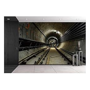 Underground Facility with a Big Tunnel Leading Deep Down - Removable Wall Mural | Self-Adhesive Large Wallpaper - 66x96 inches